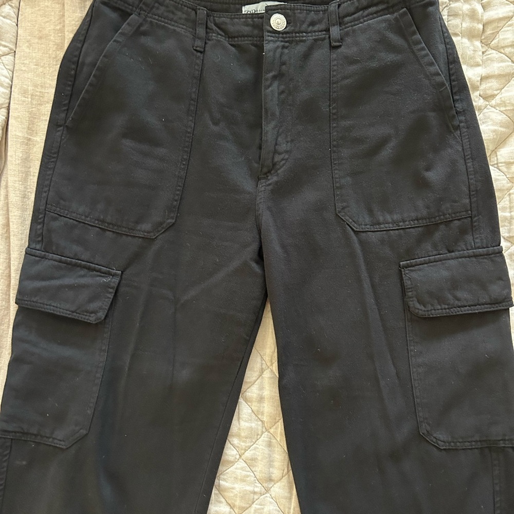 Zara Black Cargo Pants Full Length